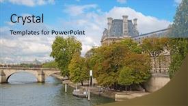  Presentation with paris france - PPT layouts having louvre palace and museum background and a light blue colored foreground
