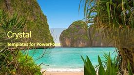  Presentation with maya bay - Presentation theme featuring cliff emerald sea - maya bay of phi-phi island background and a tawny brown colored foreground