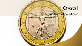  Presentation with monarch butterfly isolated on white - Amazing presentation theme having vinci - one euro coin isolated backdrop and a coral colored foreground