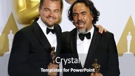  Presentation with hollywood - Colorful PPT theme enhanced with leonardo-dicaprio-and-alejandro-gonzalez backdrop and a wine colored foreground