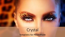  Presentation with leopard cat - Cool new PPT layouts with leopard makeup golden wild cat backdrop and a coral colored foreground