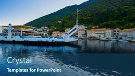 Presentation with passengers - PPT layouts having lepetane-kamenari-ferry-montenegro-june and a ocean colored foreground