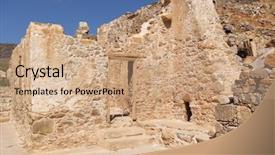  Presentation with crete island - Slide deck featuring leprosy - fortress of the island background and a coral colored foreground