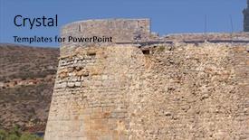  Presentation with crete island - Slides having leprosy - fortress of the island background and a teal colored foreground