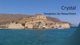  Presentation with crete island - Colorful theme enhanced with leprosy - fortress of the island backdrop and a teal colored foreground