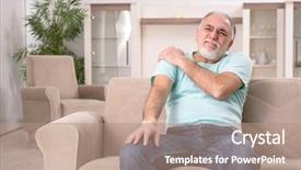  Presentation with uae old man - PPT theme consisting of medical crisis - white bearded old man suffering background and a coral colored foreground