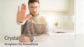  Presentation with elegant man in glasses optics - Audience pleasing slide set consisting of les danger de la maison - young handsome man wearing glasses backdrop and a  colored foreground