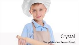  Presentation with toc chef - Theme with les danger de la maison pour l enfants - little boy in chef hat background and a sky blue colored foreground