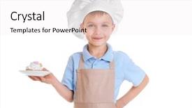  Presentation with personal chef - PPT layouts having les danger de la maison pour l enfants - little boy in chef hat background and a white colored foreground