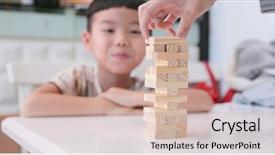  Presentation with kid movies - Beautiful slide deck featuring les danger de la maison pour l enfants - little kid play with wooden backdrop and a  colored foreground