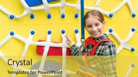  Presentation with hedera helix climbing - Slide set having joyful little girl near climbing background and a  colored foreground