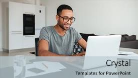  Presentation with photo - Amazing presentation theme having energy computer - photo of happy african man backdrop and a lemonade colored foreground