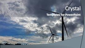  Presentation with wind energy - Presentation enhanced with les energie eolienne - wind turbine generators on top background and a dark gray colored foreground
