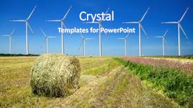  Presentation with turbine - Presentation theme enhanced with les energie eolienne - wind turbine generators background and a teal colored foreground