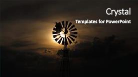  Presentation with storm clouds - Cool new slide set with les energie eolienne - windmill against a setting sun backdrop and a wine colored foreground