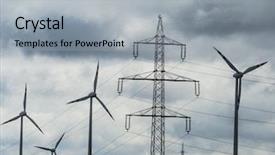  Presentation with windmill - Amazing PPT theme having les energie eolienne - windmill and electricity pylons backdrop and a light gray colored foreground