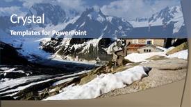  Presentation with glacier - Beautiful PPT theme featuring les grandes joresses and leschaux glacier haute savoie france backdrop and a teal colored foreground