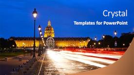  Presentation with facade - Beautiful slide set featuring les invalides sunset facade in paris at france backdrop and a cobalt blue colored foreground