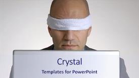  Presentation with blindfolded - Theme featuring les symbole de dangereux - bald head man blindfolded using background and a sky blue colored foreground