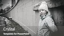  Presentation with close up baby girl knitted - Colorful PPT theme enhanced with les symbole de dangereux - girl teenager in a knitted backdrop and a gray colored foreground