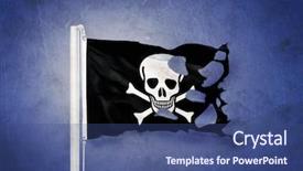  Presentation with pirate - Theme featuring les symbole de dangereux - jolly roger pirate flag blowing background and a ocean colored foreground