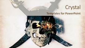  Presentation with computer viruses skull - Presentation theme having les symbole de dangereux - skull and crossbones from above background and a sky blue colored foreground