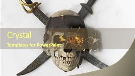  Presentation with computer viruses skull - PPT theme with les symbole de dangereux - skull and crossbones from above background and a tawny brown colored foreground