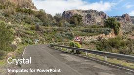  Presentation with blind curve road and - Amazing slide deck having les symbole de dangereux - street or roadway with curve backdrop and a gray colored foreground