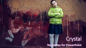  Presentation with naughty girl is standing - Cool new PPT theme with les symbole de dangereux - sullen teen girl standing backdrop and a wine colored foreground