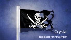  Presentation with jolly - Slides with les symbole de dangereux - torn jolly roger pirate flag background and a ocean colored foreground