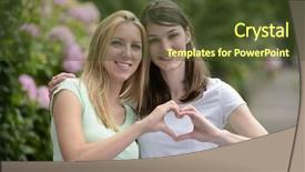  Presentation with heart hands - Cool new PPT theme with relaxing with sons christmas time backdrop and a coral colored foreground