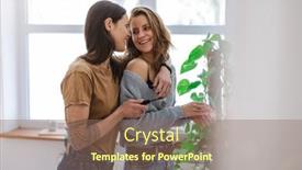  Presentation with bathroom - PPT theme having lesbian-couple-in-the-bathroom background and a coral colored foreground