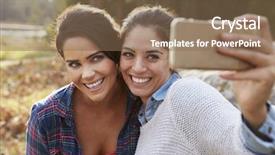  Presentation with selfie - Theme having lesbian couple in the countryside background and a violet colored foreground