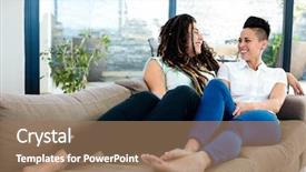  Presentation with people helping each teamwork couple - Beautiful theme featuring lesbian couple smiling and talking backdrop and a  colored foreground