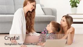  Presentation with adoption - Amazing PPT layouts having lesbian couple with foster son backdrop and a coral colored foreground