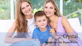  Presentation with mothers - Amazing slide deck having lesbian mothers with foster son backdrop and a light blue colored foreground