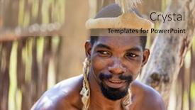  Presentation with warrior - Beautiful presentation theme featuring lesedi-cultural-village-south-africa backdrop and a coral colored foreground
