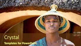  Presentation with africa tribe - Cool new slides with lesedi-cultural-village-south-africa backdrop and a tawny brown colored foreground