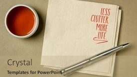  Presentation with clutter - Presentation theme enhanced with less-clutter-more-life-decluttering background and a coral colored foreground