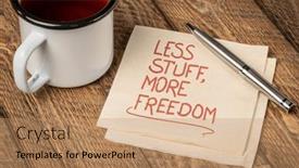  Presentation with inspirational - Theme with less-stuff-more-freedom-inspirational background and a coral colored foreground