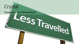  Presentation with road - Presentation theme with less travelled road sign isolated background and a  colored foreground