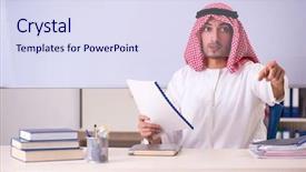  Presentation with arab israeli conflict - Presentation featuring lesson arabic - arab teacher in front background and a sky blue colored foreground