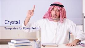  Presentation with whiteboard - Slide set enhanced with lesson arabic - arab teacher in front background and a  colored foreground