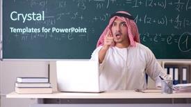  Presentation with arab - PPT theme with lesson arabic - arab teacher in front background and a ocean colored foreground