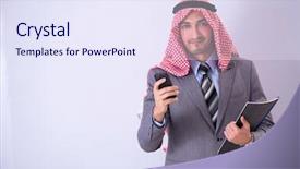  Presentation with teacher - Amazing slide set having lesson arabic - young handsome arab teacher wearing backdrop and a sky blue colored foreground