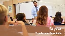  Presentation with teacher lesson plan - Slide deck enhanced with lesson at an elementary school background and a  colored foreground