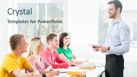  Presentation with racial group high school students - Audience pleasing PPT layouts consisting of lesson in the classroom backdrop and a sky blue colored foreground