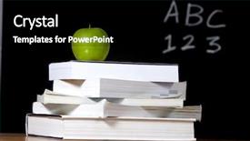  Presentation with teachers apple - Cool new PPT theme with lesson plan - apple on a stack backdrop and a black colored foreground