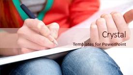  Presentation with lesson plan - Amazing theme having lesson plan - clouse-up of female hands writing backdrop and a lemonade colored foreground