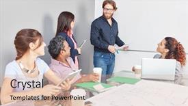  Presentation with team meeting - Presentation design featuring lesson plan - team in business meeting presentation background and a lemonade colored foreground